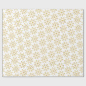 White Gold Snowflakes kerst nieuwjaars groeten Cadeaupapier (Vlak)