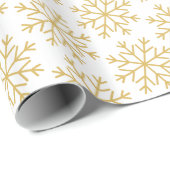 White Gold Snowflakes kerst nieuwjaars groeten Cadeaupapier (Rol Hoek)