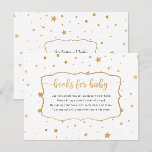 White Gold Star Confetti boek aanvraag kaart (Voorkant / Achterkant)