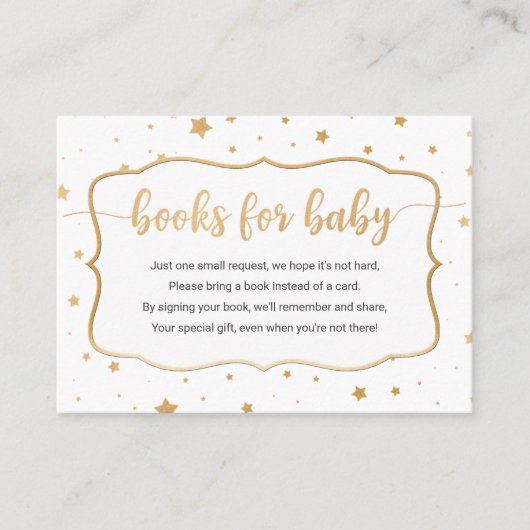 White Gold star confetti book request card Visitekaartje (Voorkant)