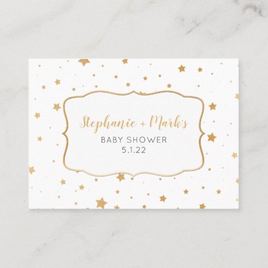 White Gold star confetti book request card Visitekaartje (Achterkant)