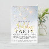 White Gold Star Confetti Ggloed Lights Holiday Kaart (Staand voorkant)