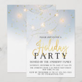 White Gold Star Confetti Ggloed Lights Holiday Kaart (Voorkant / Achterkant)