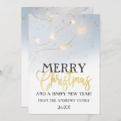 White Gold Star-Confetti met blaaslicht kerst Feestdagenkaart (Voorkant / Achterkant)