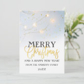 White Gold Star-Confetti met blaaslicht kerst Feestdagenkaart (Staand voorkant)