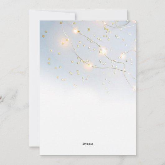 White Gold Star-Confetti met blaaslicht kerst Feestdagenkaart (Achterkant)
