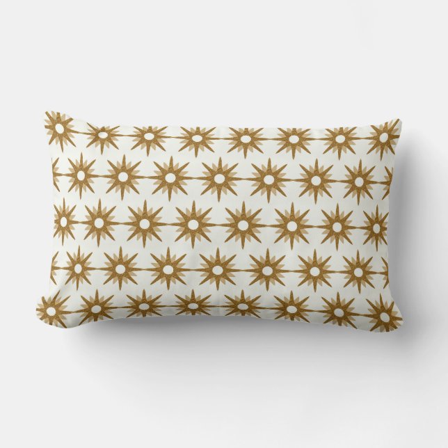 White & Gold Starburst Patroon Kussen (Voorkant)