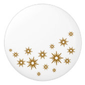 White & Gold Starbursts keramische knop (Voorkant)