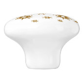 White & Gold Starbursts keramische knop (Zijkant)