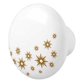 White & Gold Starbursts keramische knop