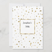 White Gold Stars 50th Birthday Party Invitation Kaart (Achterkant)