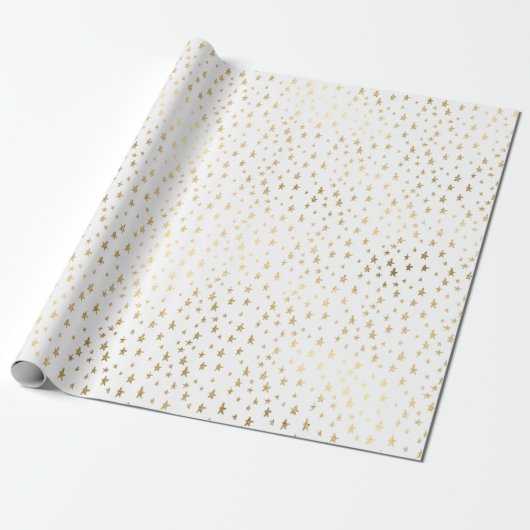 White Gold Stars Confetti Delicate Confetti Event Cadeaupapier (Uitgerold)