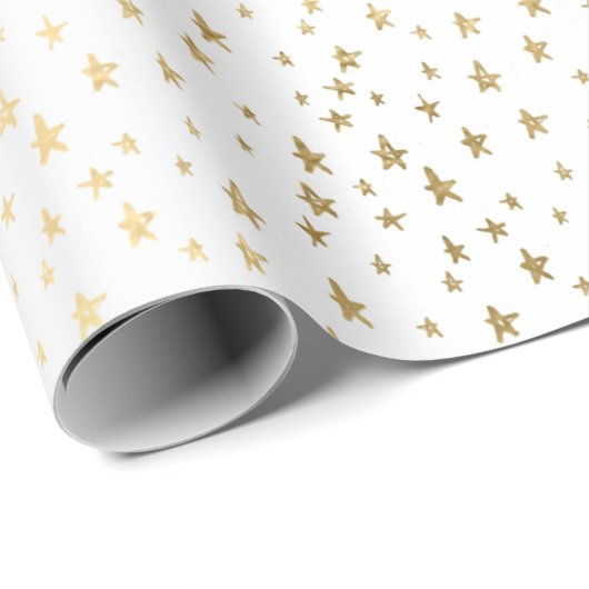 White Gold Stars Confetti Delicate Confetti Event Cadeaupapier (Rol Hoek)
