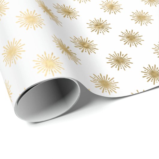White Gold Stars Confetti Delicate Confetti Sun Cadeaupapier (Rol Hoek)