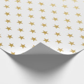 White Gold Stars Confetti Delicate US GB Cadeaupapier (Hoek)