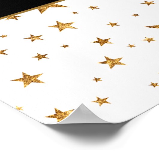 White/Gold Stars met bericht/foto Jubileum Po Poster (Hoek)