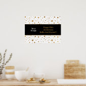White/Gold Stars met bericht/foto Jubileum Po Poster (Keuken)