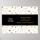 White/Gold Stars met bericht/foto Jubileum Po Poster (Voorkant)