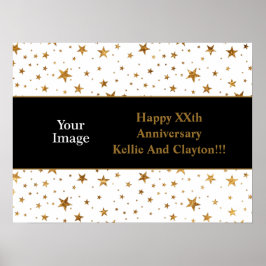 White/Gold Stars met bericht/foto Jubileum Po Poster
