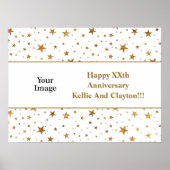 White/Gold Stars met bericht/foto-Jubileum Poster (Voorkant)