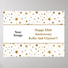 White/Gold Stars met bericht/foto-Jubileum Poster