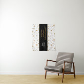 White/Gold Stars met bericht/foto-Jubileum Wandkleed (In situ)