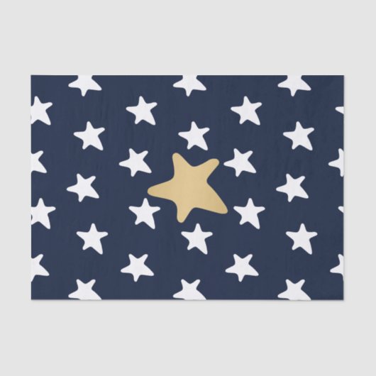 White & Gold Stars Patroon Tissuepapier (Voorkant)