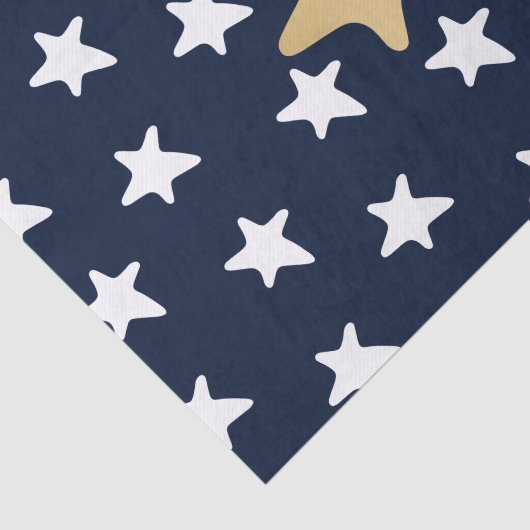 White & Gold Stars Patroon Tissuepapier (Detail)