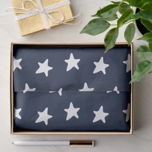 White & Gold Stars Patroon Tissuepapier (Geschenk)