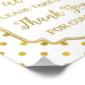 White Gold Stippen Blush Floral Favors Sign Poster (Hoek)