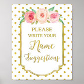 White Gold Stippen Name Suggestions Sign Poster (Voorkant)