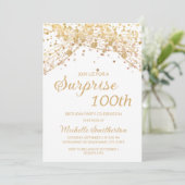 White Gold String Lights Surprise 100th Birthday Kaart (Staand voorkant)