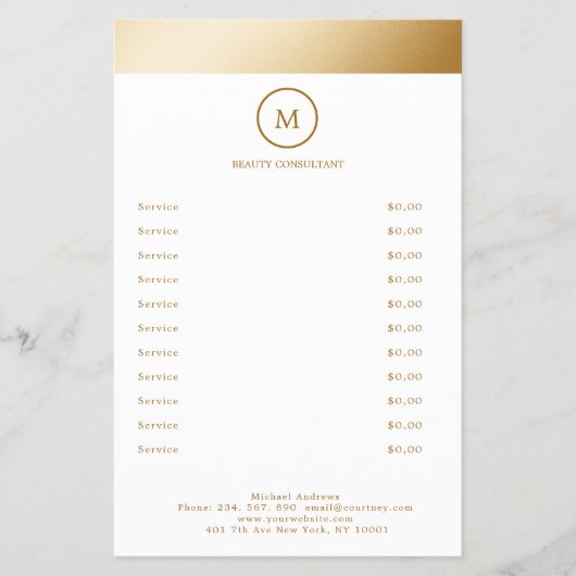 White Gold Stripe Monogramm Circle Flyer (Voorkant)