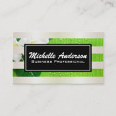 White Gold Stripes | Witte bloemen bananen Visitekaartje (Voorkant)