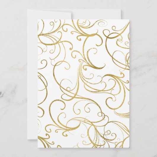 White Gold Swirl Jubileum Invitation Elegant Kaart (Achterkant)