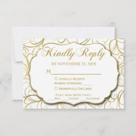White Gold Swirl RSVP Wedding Response w/Meal