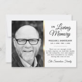 White Gold Sympathie Funeral Memory DANK You Photo Bedankkaart (Voorkant)