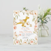 White Gold Tea Party Dinosaur 1e verjaardag Kaart (Staand voorkant)