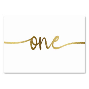 White Gold Text Number One Wedding Kaart