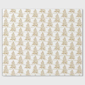 White & Gold Trees Merry kerstwrapping Paper Cadeaupapier (Vlak)
