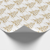 White & Gold Trees Merry kerstwrapping Paper Cadeaupapier (Hoek)