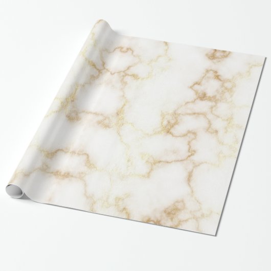 White Gold Vein Marble Cadeaupapier (Uitgerold)