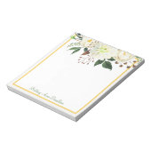White Gold Waterverf Floral Name personaliseren Notitieblok (Linkerzijde)