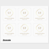 White Gold  Wedding Favor Square Sticker (Vel)