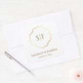 White Gold  Wedding Favor Square Sticker (Envelop)
