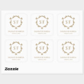 White Gold Wedding Favor Square Sticker (Vel)