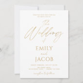 White Gold Wedding Modern Typography Script Kaart (Voorkant)