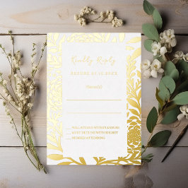 White gold wedding response RSVP foil card Folie Uitnodiging