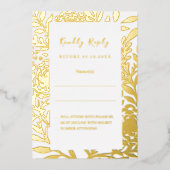 White gold wedding response RSVP foil card Folie Uitnodiging (Voorkant)