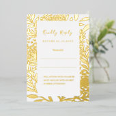 White gold wedding response RSVP foil card Folie Uitnodiging (Staand Voorkant)